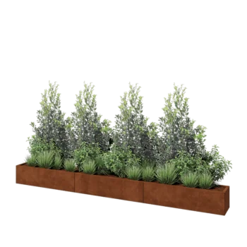Corten steel planter XXL - Rectangle - 360 x 30 x 30 cm - Without bottom plate