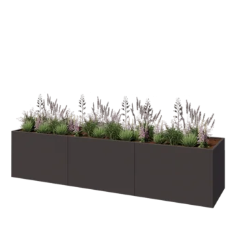 Steel planter XXL - Rectangle - 360 x 80 x 80 cm - RAL7016 matt (anthracite grey) - With bottom plate