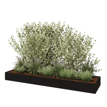 Steel planter XXL - Rectangle - 360 x 80 x 30 cm - RAL9005 matt (black) - Without bottom plate