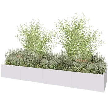 Steel planter XXL - Rectangle - 480 x 120 x 60 cm - RAL9005 matt (white) - With bottom plate