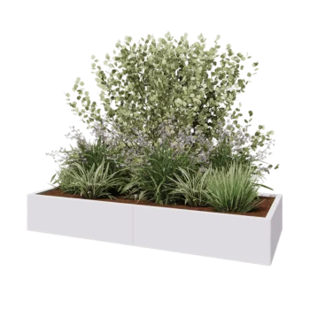 Steel planter XXL - Rectangle - 200 x 80 x 30 cm - RAL9005 matt (white) - Without bottom plate