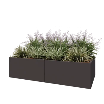 Steel planter XXL - Rectangle - 200 x 100 x 50 cm - RAL7016 matt (anthracite grey) - With bottom plate