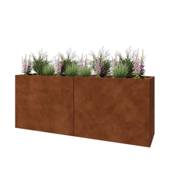 Corten steel planter XXL - Rectangle - 200 x 50 x 80 cm - Without bottom plate