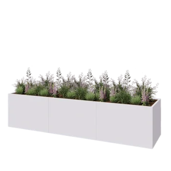 Steel planter XXL - Rectangle - 360 x 80 x 80 cm - RAL9005 matt (white) - Without bottom plate