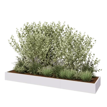 Steel planter XXL - Rectangle - 360 x 80 x 30 cm - RAL9005 matt (white) - Without bottom plate