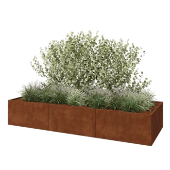 Corten steel planter XXL - Rectangle - 360 x 120 x 60 cm - With bottom plate