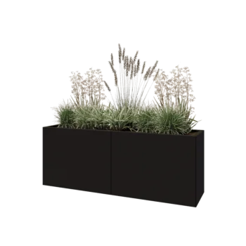 Steel planter XXL - Rectangle - 160 x 40 x 60 cm - RAL9005 matt (black) - With bottom plate