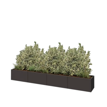 Steel planter XXL - Rectangle - 320 x 40 x 40 cm - RAL7016 matt (anthracite grey) - With bottom plate