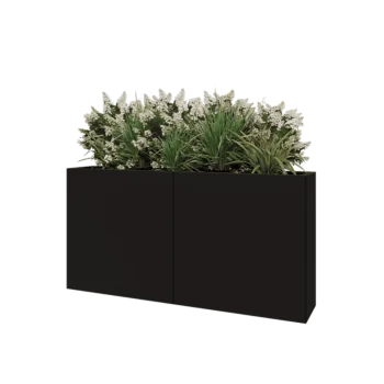 Steel planter XXL - Rectangle - 160 x 30 x 80 cm - RAL9005 matt (black) - With bottom plate
