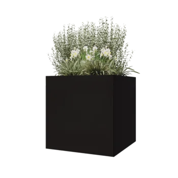 Steel planter - Square - 80 x 80 x 80 cm - RAL9005 matt (black) - Without bottom plate