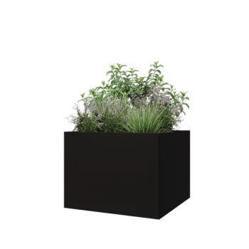 Steel planter - Square - 80 x 80 x 60 cm - RAL9005 matt (black) - With bottom plate