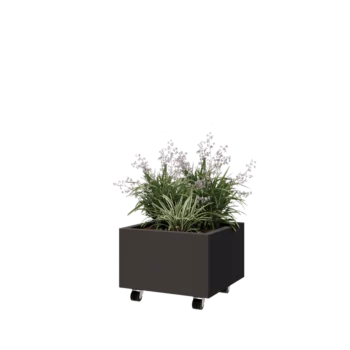 Steel planter - Square - 50 x 50 x 30 cm - Other RAL colour - With bottom plate - With wheels