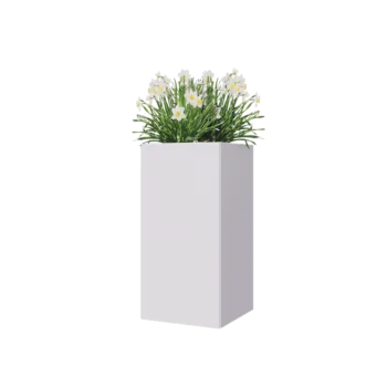 Steel planter - Square - 40 x 40 x 80 cm - RAL9005 matt (white) - With bottom plate