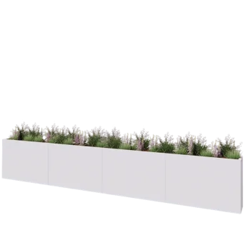 Steel planter XXL - Rectangle - 480 x 30 x 80 cm - RAL9005 matt (white) - With bottom plate