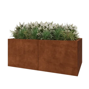 Corten steel planter XXL - Rectangle - 200 x 120 x 80 cm - With bottom plate