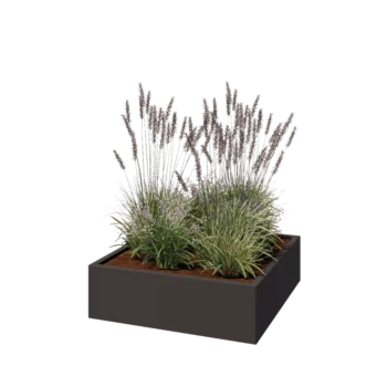 Steel planter - Square - 100 x 100 x 30 cm - Other RAL colour - With bottom plate