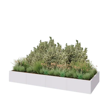 Steel planter XXL - Rectangle - 320 x 120 x 40 cm - RAL9005 matt (white) - With bottom plate