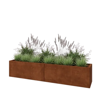 Corten steel planter XXL - Rectangle - 200 x 40 x 40 cm - With bottom plate