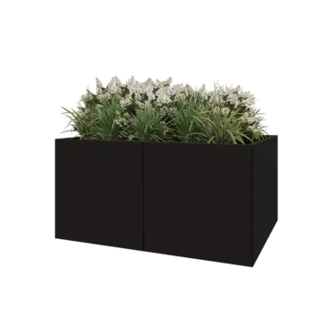 Steel planter XXL - Rectangle - 160 x 120 x 80 cm - RAL9005 matt (black) - With bottom plate