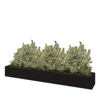 Steel planter XXL - Rectangle - 360 x 50 x 40 cm - RAL9005 matt (black) - With bottom plate