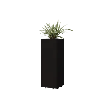 Steel planter - Square - 30 x 30 x 80 cm - RAL9005 matt (black) - With bottom plate - With legs