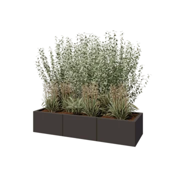 Steel planter XXL - Rectangle - 150 x 50 x 30 cm - RAL7016 matt (anthracite grey) - With bottom plate