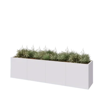 Steel planter XXL - Rectangle - 320 x 60 x 80 cm - RAL9005 matt (white) - With bottom plate