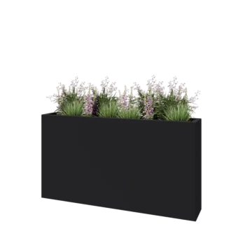 Fibreglass planter - Rectangle - 150 x 25 x 80 cm - RAL7021 matt (black grey) - With bottom