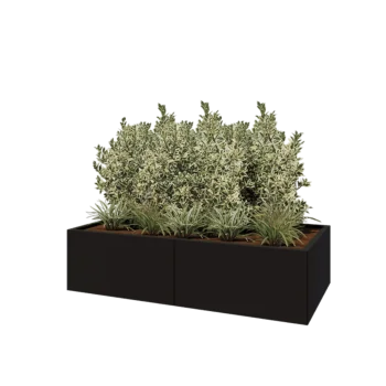 Steel planter XXL - Rectangle - 160 x 80 x 40 cm - RAL9005 matt (black) - Without bottom plate