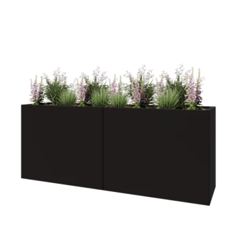 Steel planter XXL - Rectangle - 200 x 50 x 80 cm - RAL9005 matt (black) - Without bottom plate