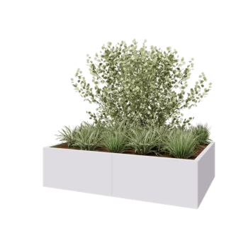 Steel planter XXL - Rectangle - 160 x 100 x 40 cm - RAL9005 matt (white) - With bottom plate