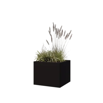 Steel planter - Square - 50 x 50 x 40 cm - RAL9005 matt (black) - With bottom plate