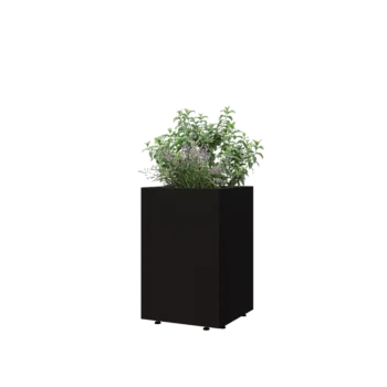 Steel planter - Square - 40 x 40 x 60 cm - RAL9005 matt (black) - With bottom plate - With legs