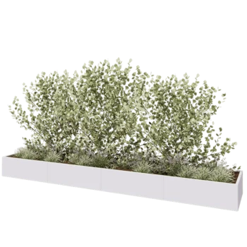 Steel planter XXL - Rectangle - 480 x 80 x 40 cm - RAL9005 matt (white) - Without bottom plate