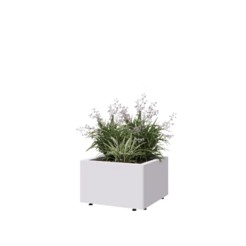 Steel planter - Square - 50 x 50 x 30 cm - RAL9005 matt (white) - With bottom plate - With legs