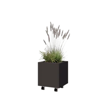 Steel planter - Square - 40 x 40 x 40 cm - RAL7016 matt (anthracite grey) - With bottom plate - With wheels