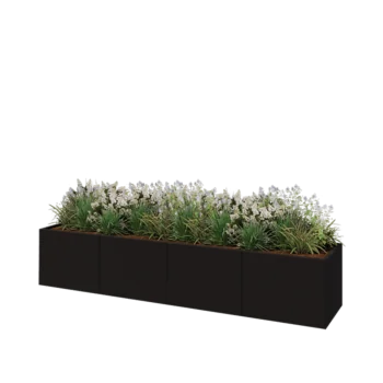 Steel planter XXL - Rectangle - 320 x 60 x 60 cm - RAL9005 matt (black) - Without bottom plate