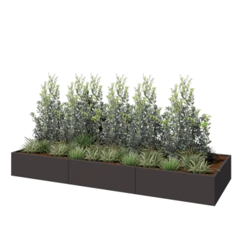Steel planter XXL - Rectangle - 360 x 120 x 40 cm - RAL7016 matt (anthracite grey) - With bottom plate