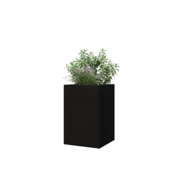 Steel planter - Square - 40 x 40 x 60 cm - RAL9005 matt (black) - With bottom plate