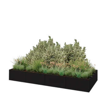 Steel planter XXL - Rectangle - 320 x 120 x 40 cm - RAL9005 matt (black) - With bottom plate