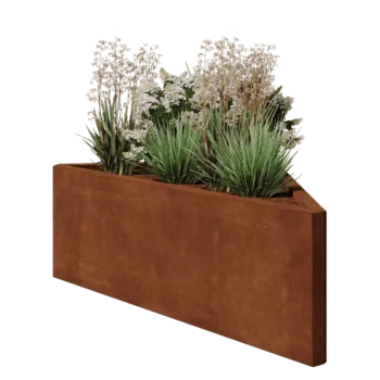 Corten steel planter - Triangle isosceles - 112,2 x 60,5 x 40 cm - Without bottom plate