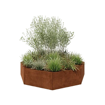 Corten steel planter - Octagon - 241,4 x 241,4 x 50 cm - Without bottom plate