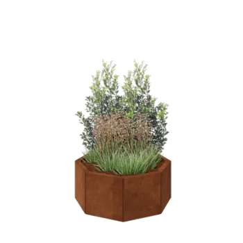 Corten steel planter - Octagon - 72,4 x 72,4 x 30 cm - With bottom plate