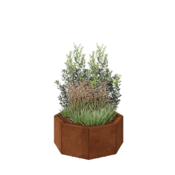 Corten steel planter - Octagon - 72,4 x 72,4 x 30 cm - With bottom plate - With legs
