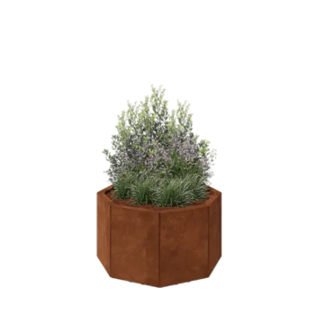 Corten steel planter - Octagon - 72,4 x 72,4 x 40 cm - With bottom plate - With legs