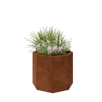 Corten steel planter - Octagon - 72,4 x 72,4 x 60 cm - With bottom plate - With legs