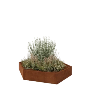 Corten steel planter - Hexagon - 199,3 x 173,2 x 30 cm - Without bottom plate