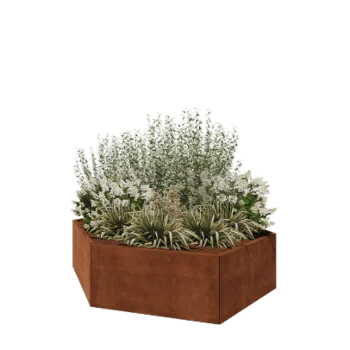 Corten steel planter - Hexagon - 199,3 x 173,2 x 50 cm - Without bottom plate