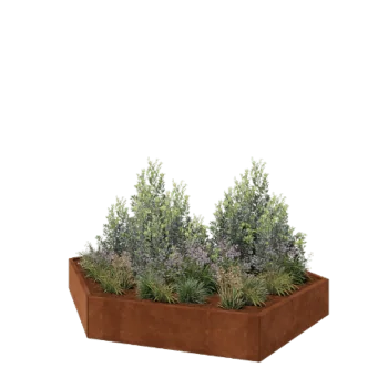 Corten steel planter - Hexagon - 239,3 x 207,8 x 30 cm - Without bottom plate