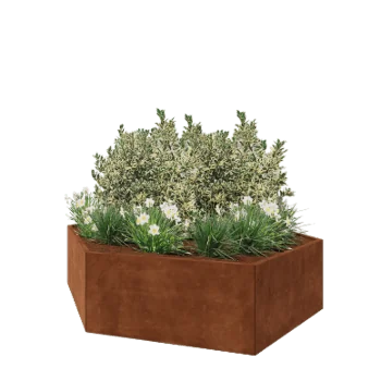 Corten steel planter - Hexagon - 239,3 x 207,8 x 60 cm - Without bottom plate